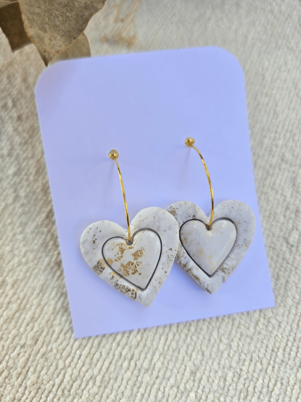 Boucles d’oreilles créoles double cœur – Petit Trésor