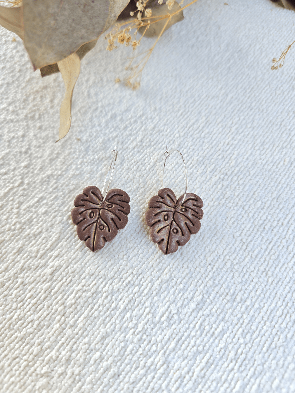 Boucles d’oreilles créoles feuille – Petit Trésor