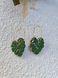 Boucles d’oreilles créoles feuille – Petit Trésor