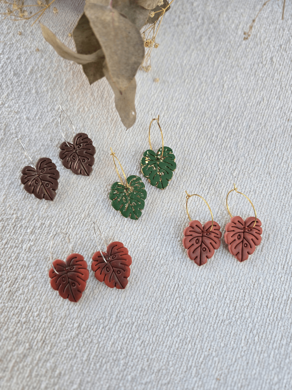 Boucles d’oreilles créoles feuille – Petit Trésor