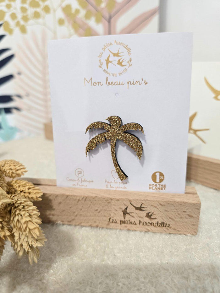 Broche palmier dorée glitter