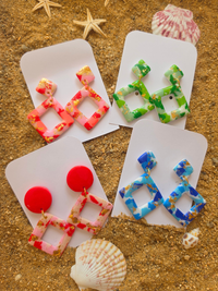 Boucles d'oreilles pendantes carré – Petit Trésor