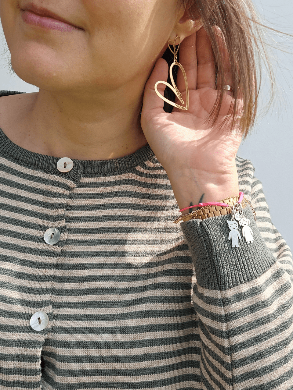Boucles d’oreilles pendantes double cœur