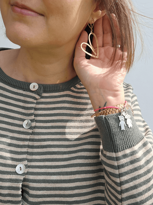 Boucles d’oreilles pendantes double cœur