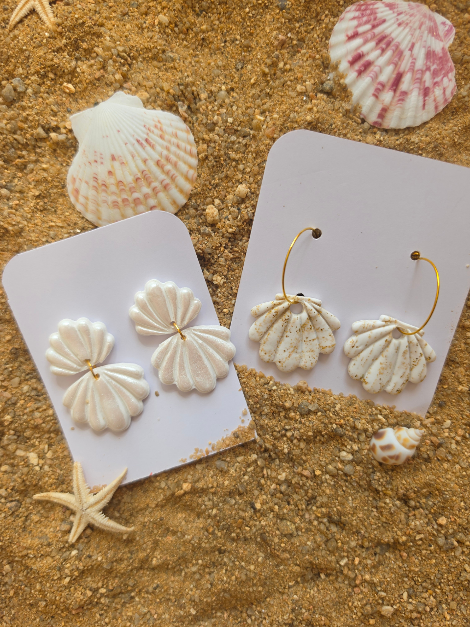 Boucles d'oreilles coquillage – créole ou puce nacrée – Petit Trésor