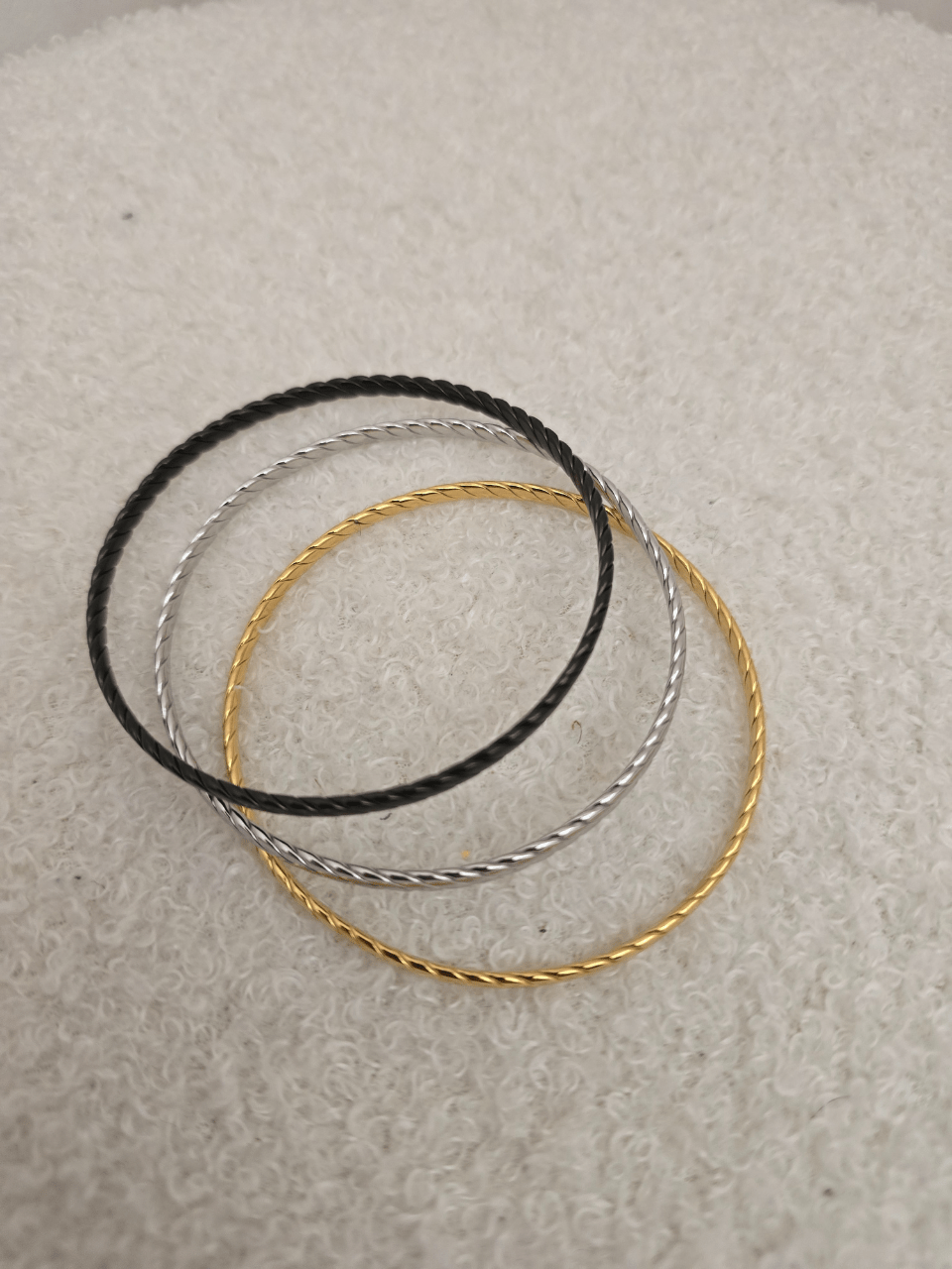 Bracelet joncs acier inoxydable femme – trio coloré
