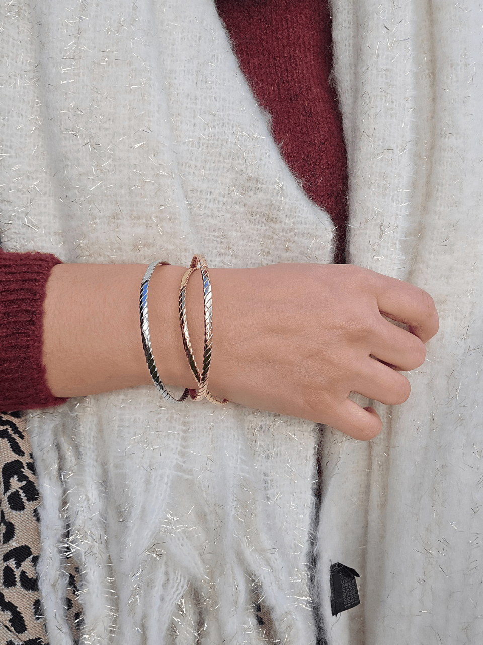 Bracelet joncs acier inoxydable femme – trio coloré