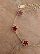 Bracelets fleurs trèfles en émail bordeaux