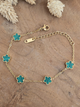 Bracelets fleurs trèfles en émail vert