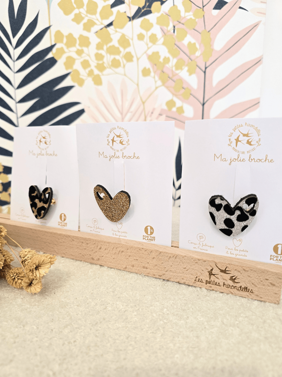Broches cœur glitter