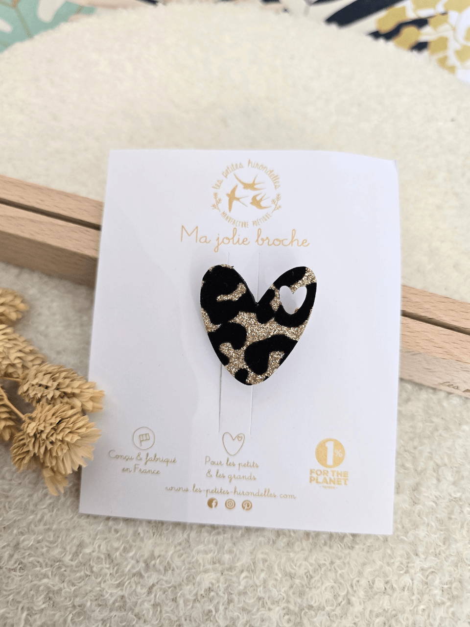 Broches cœur glitter