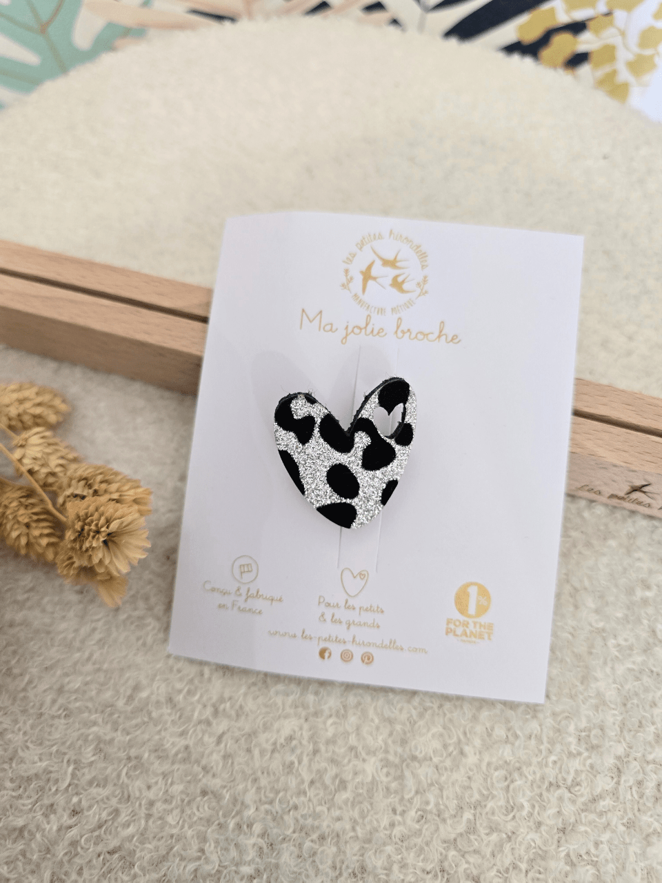 Broches cœur glitter