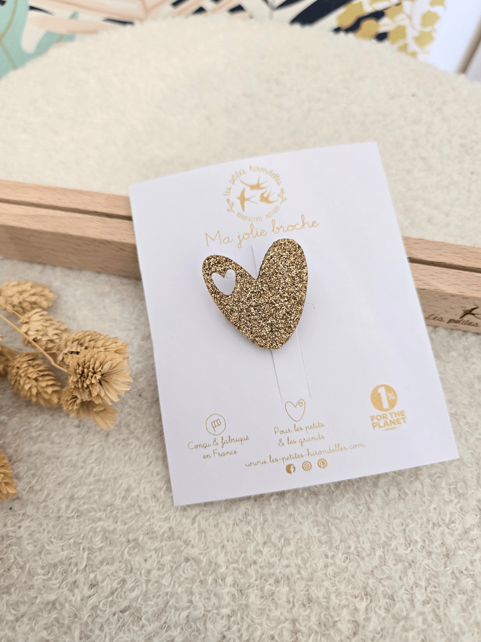 Broches cœur glitter
