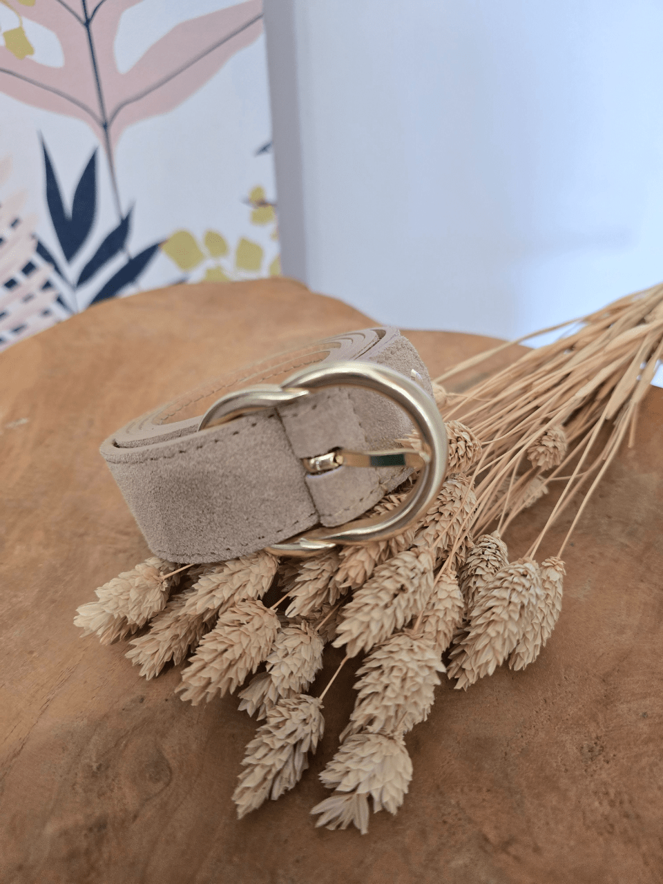 Ceinture en daim boucle dorée