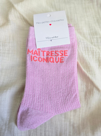 Chaussettes paillettes « Maîtresse iconique » – cadeau original maîtresse