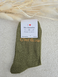Chaussettes pailletées femme « C’est la vie »
