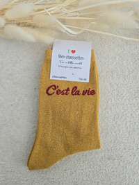 Chaussettes pailletées femme « C’est la vie »