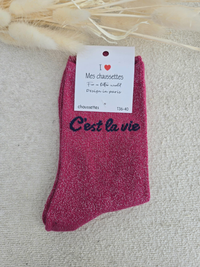 Chaussettes pailletées femme « C’est la vie »