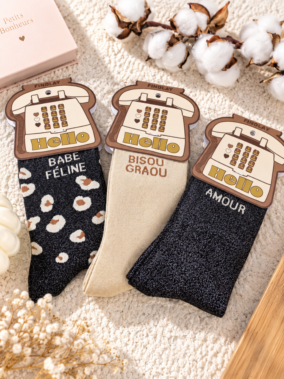 Chaussette à paillettes noir et beige