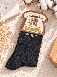 Chaussette à paillettes noir Amour 