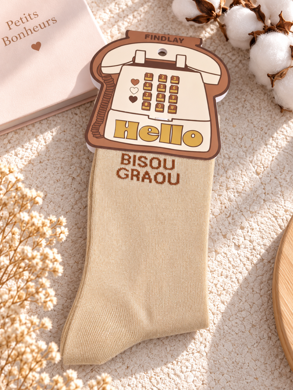 Chaussette à paillette beige Bisou Graou
