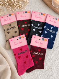Chaussette à paillettes Amour et cœur