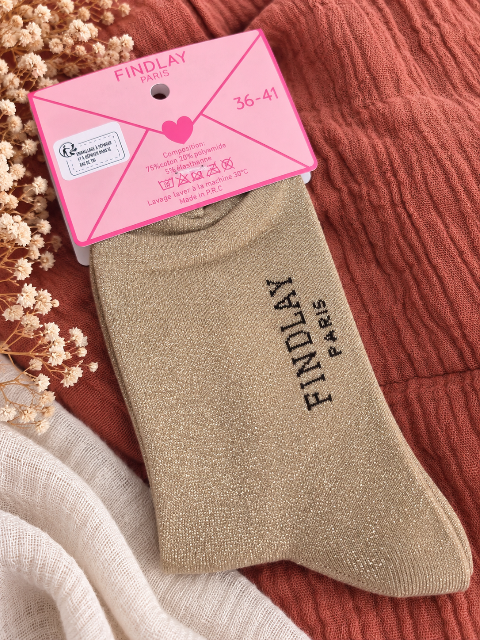 Chaussette à paillettes Amour et cœur findlay