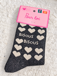 Chaussette à paillette gris bisous