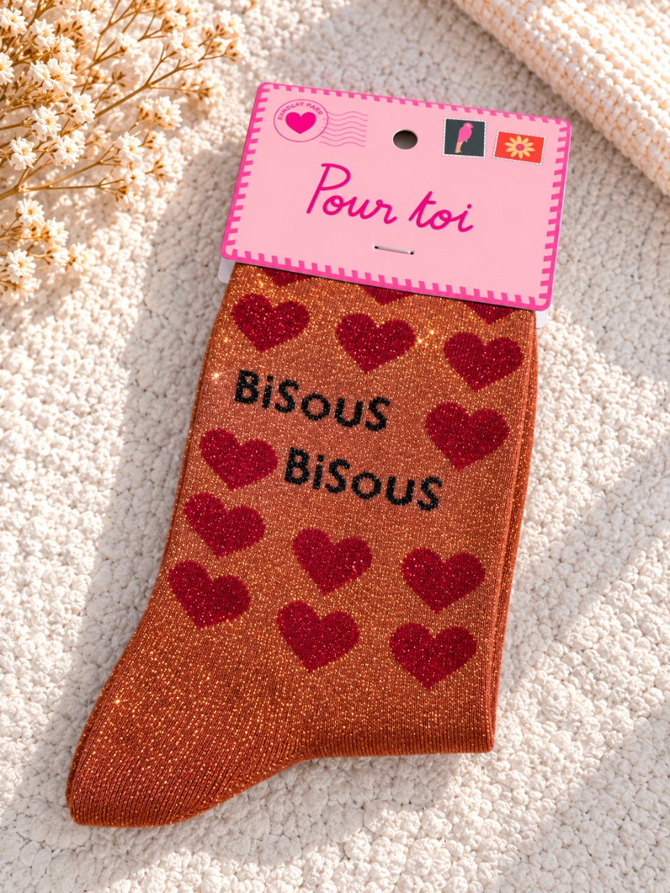Chaussette à paillette rouille