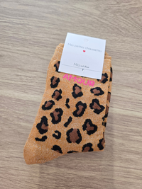 Chaussettes léopard pailletées « Amour »