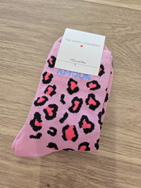 Chaussettes léopard pailletées « Amour »