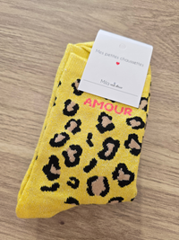 Chaussettes léopard pailletées « Amour »