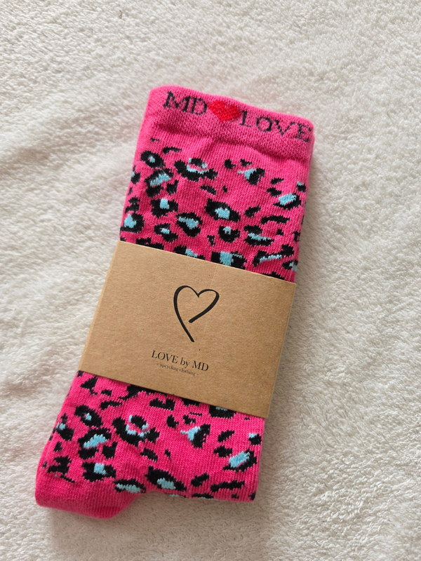 Chaussettes hautes léopard colorées Love by MD