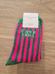 Chaussettes rayées pailletées « Super MOM »