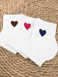 Chaussettes blanches courtes cœur