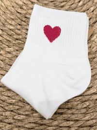 Chaussettes blanches courtes cœur