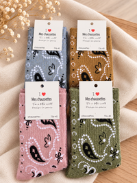 Chaussettes femme motif bandana pailleté