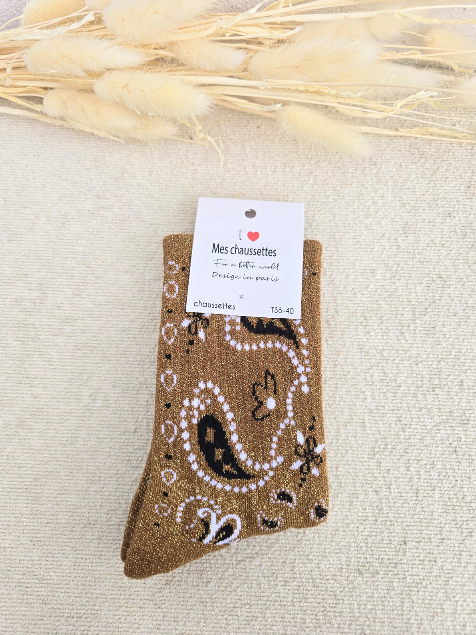 Chaussettes femme motif bandana pailleté