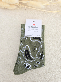 Chaussettes femme motif bandana pailleté