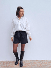 Short noir lurex argenté