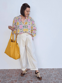 Blouse fleurie fluide col V – coton léger