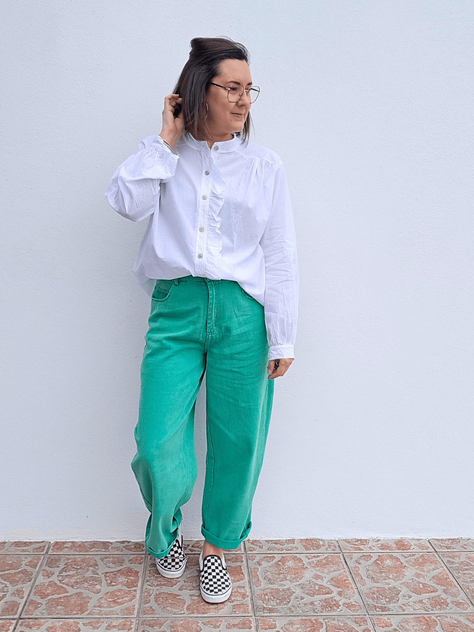 Chemise femme volantée en coton léger