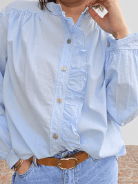 Chemise femme volantée en coton léger