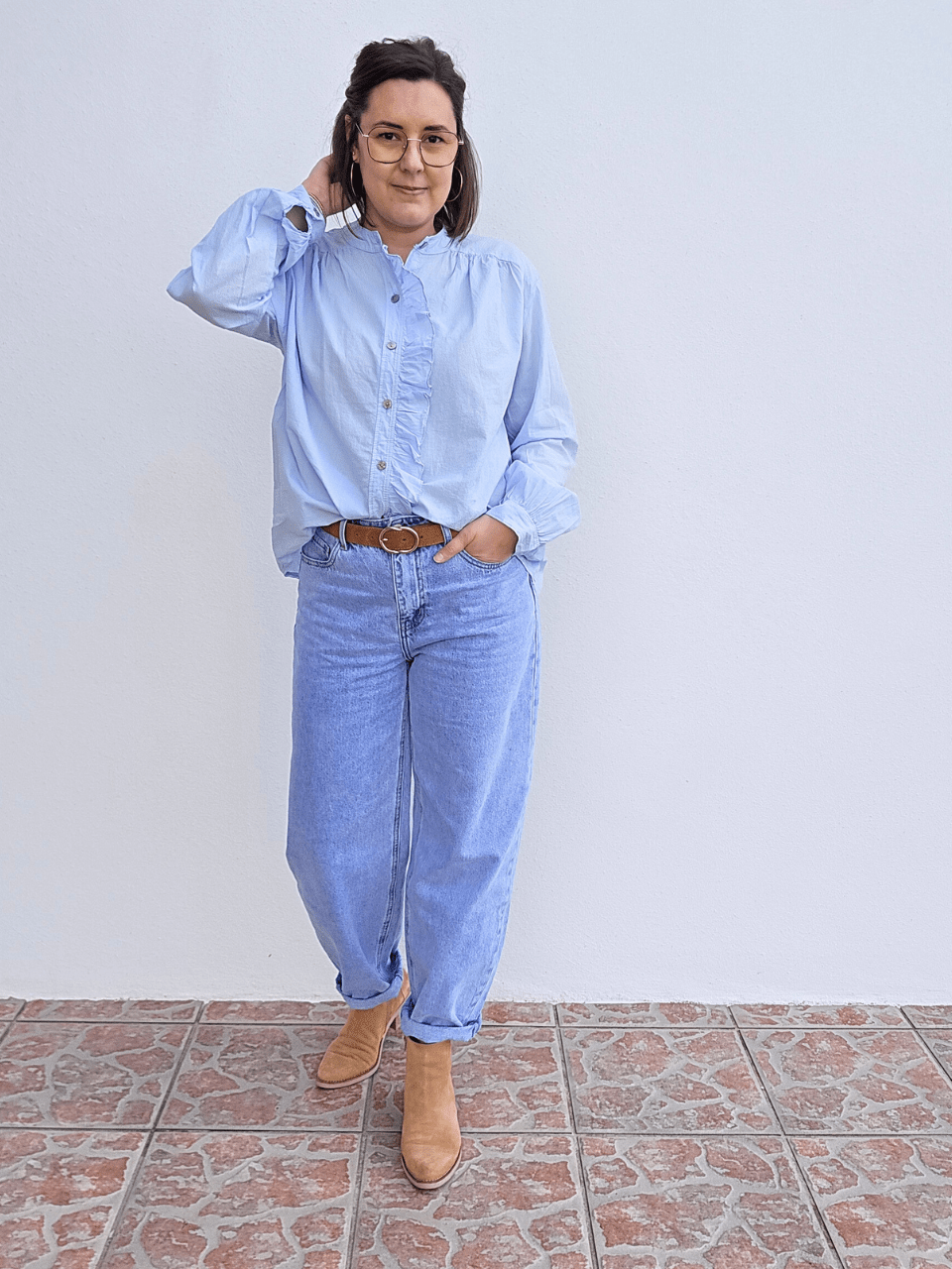 Chemise femme volantée en coton léger