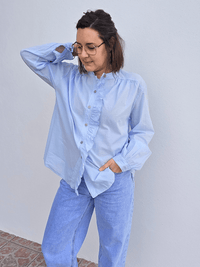 Chemise femme volantée en coton léger