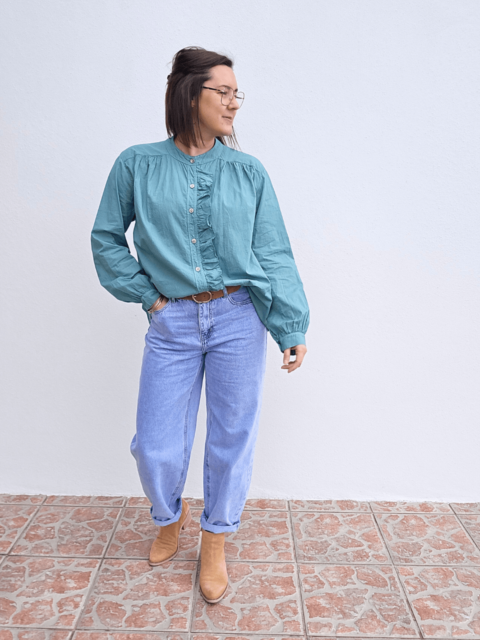 Chemise femme volantée en coton léger