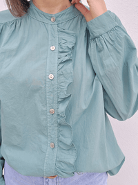 Chemise femme volantée en coton léger