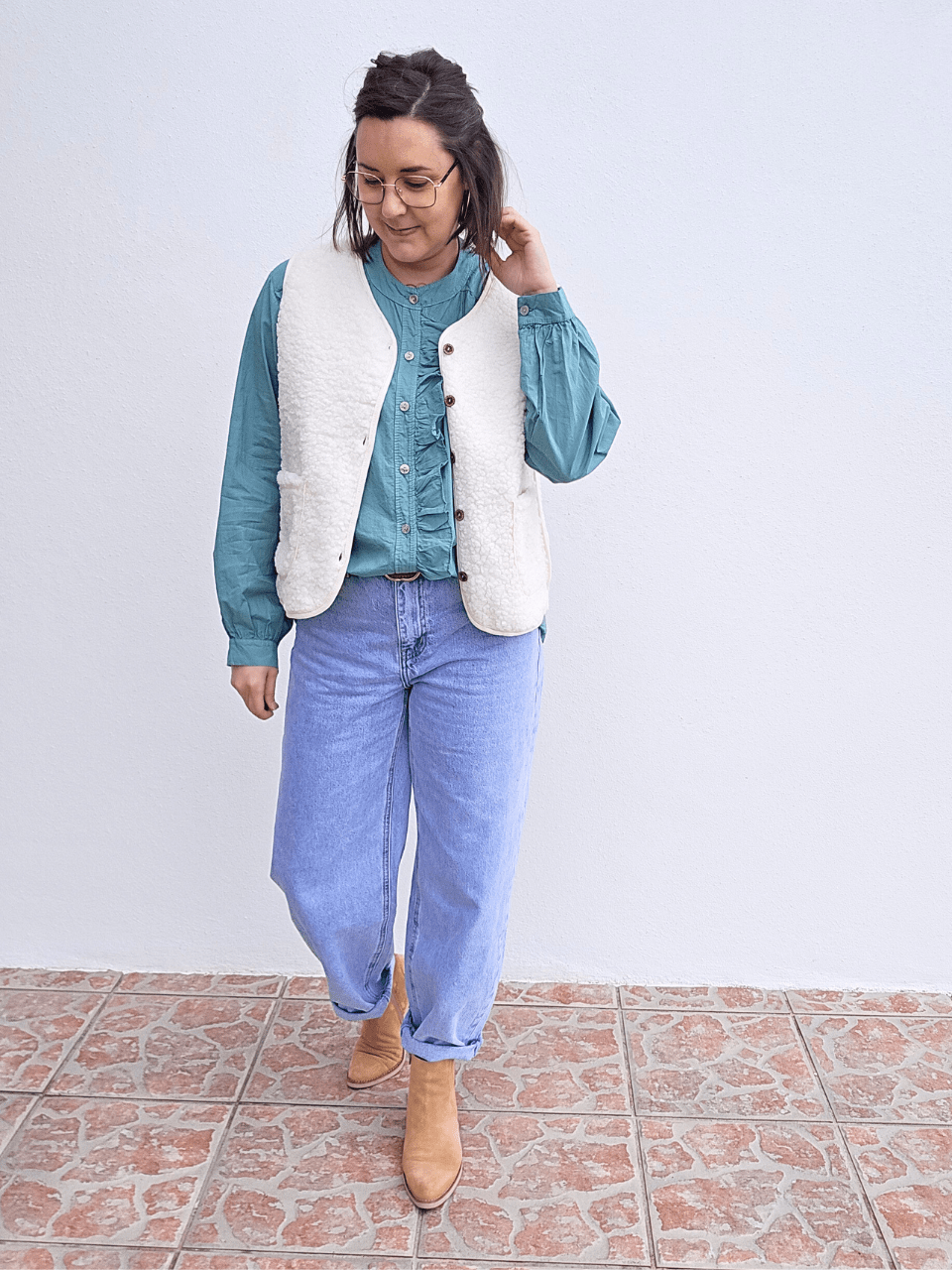Chemise femme volantée en coton léger