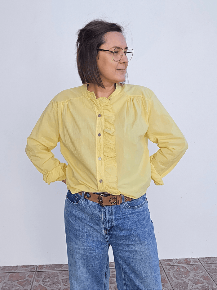 Chemise femme volantée en coton léger
