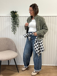 Chemise à carreaux noir et blanc en flanelle de coton Kilky